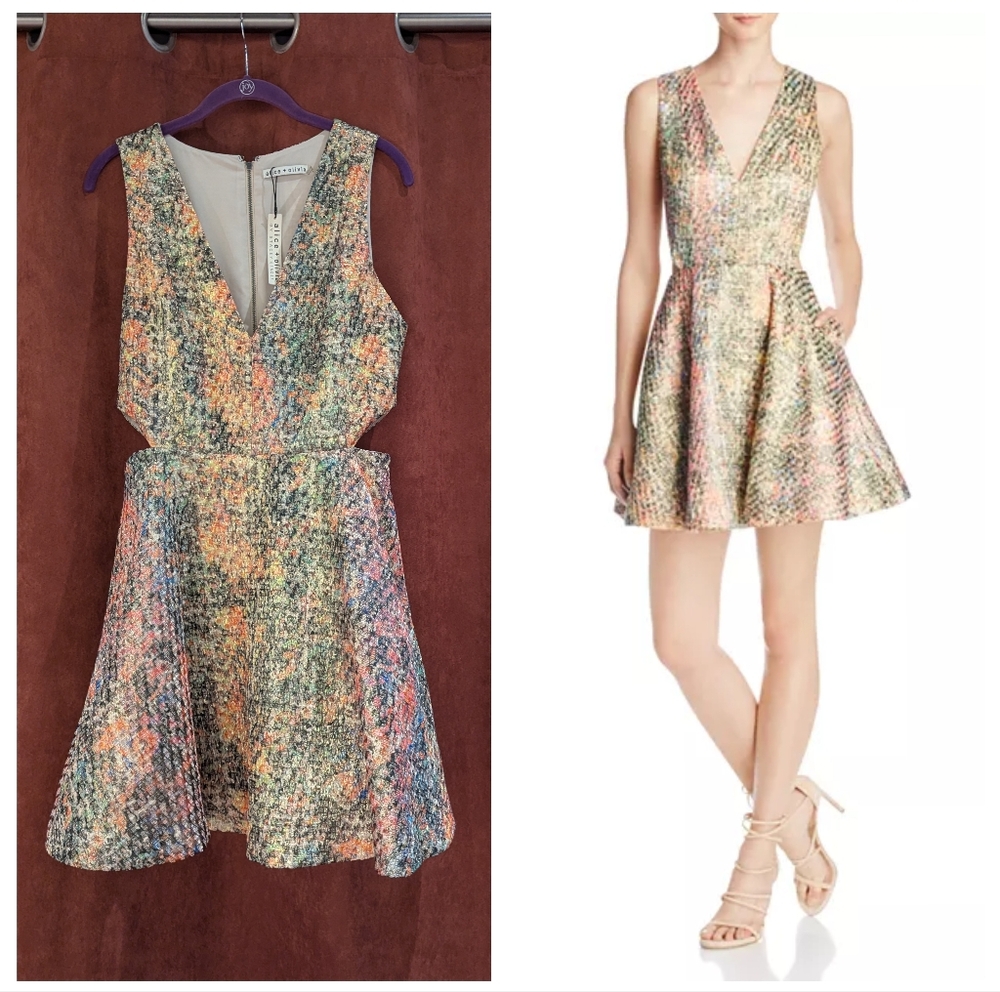 Alice + Olivia 'Varita' Metallic Cutout Dress